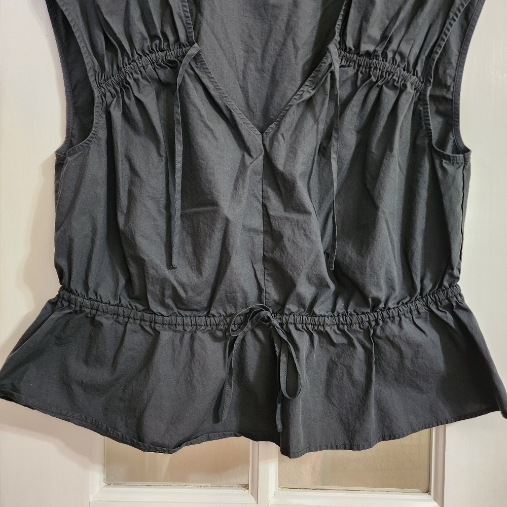 Rails Savi Black Charcoal Gray Peplum Top Women’s Large Drawstring Waist - Picture 6 of 13